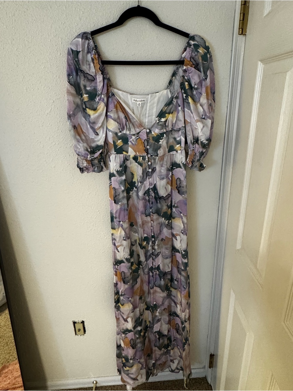 For Love and Lemons- Floral Puff-Sleeve Maxi Dress- Lavender & Green- never worn - Picture 5 of 7